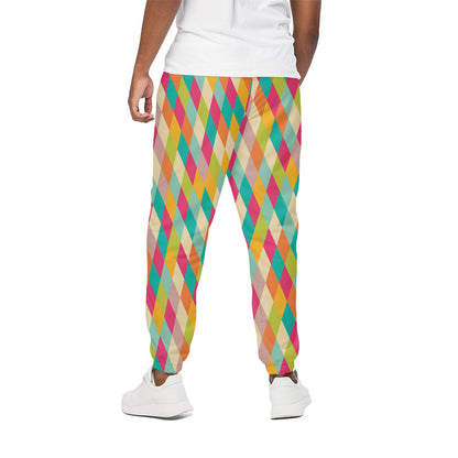 Retro Harlequin Pattern Print Cotton Pants