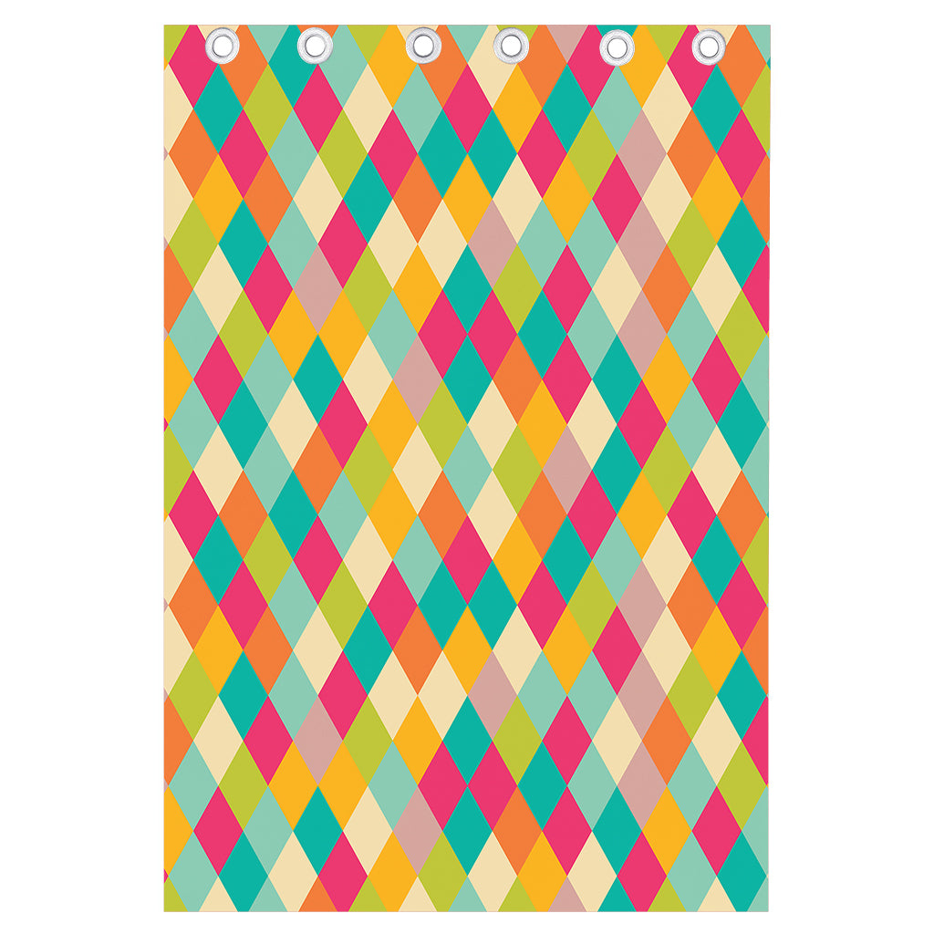 Retro Harlequin Pattern Print Curtain