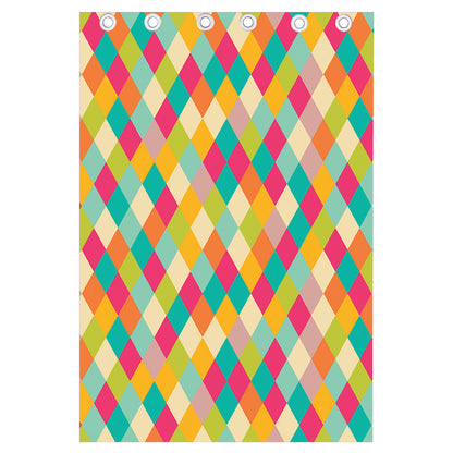 Retro Harlequin Pattern Print Curtain