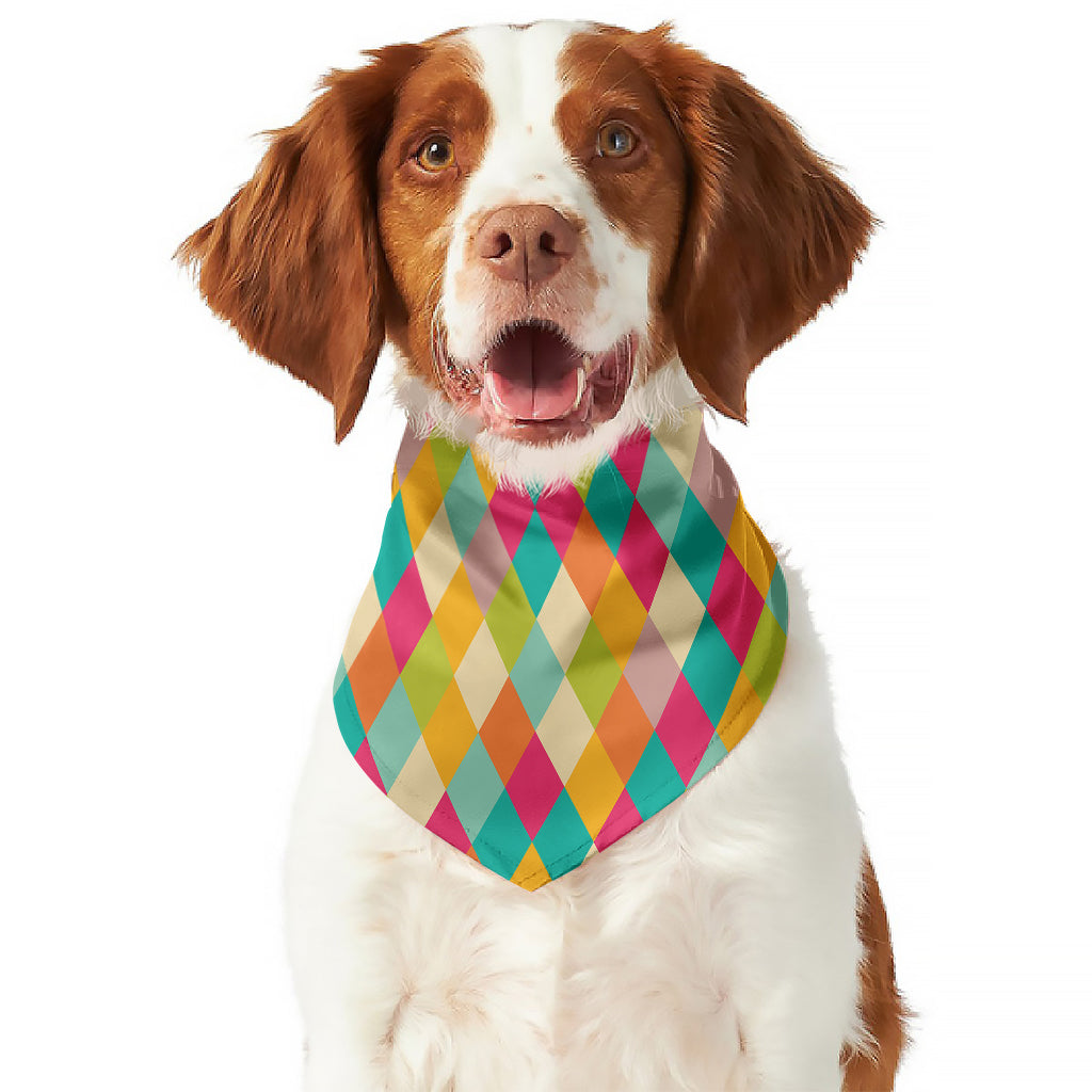 Retro Harlequin Pattern Print Dog Bandana