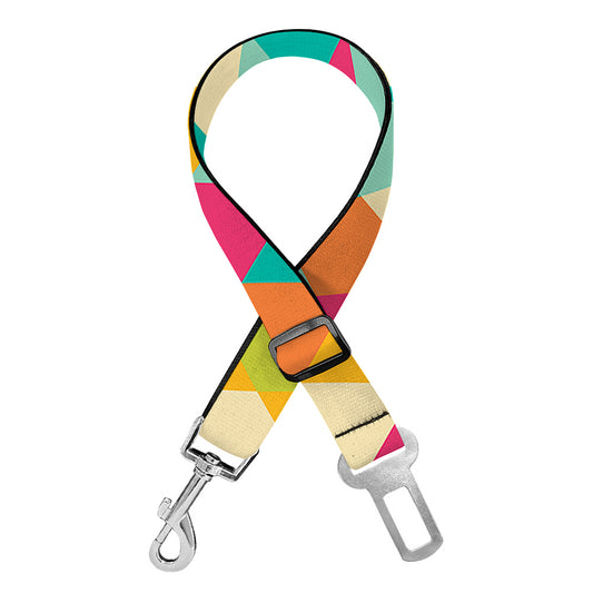 Retro Harlequin Pattern Print Dog Seat Belt