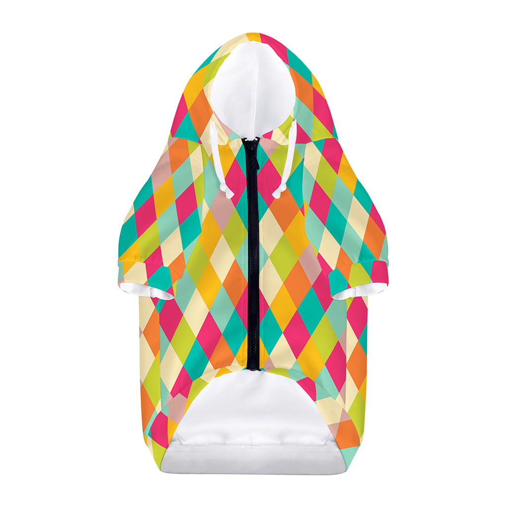 Retro Harlequin Pattern Print Dog Zip Up Hoodie