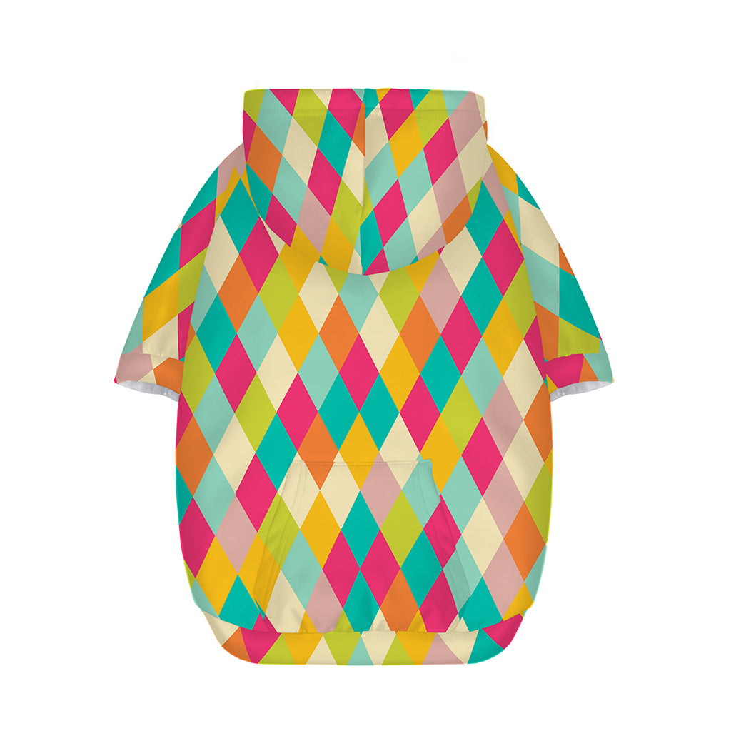 Retro Harlequin Pattern Print Dog Zip Up Hoodie