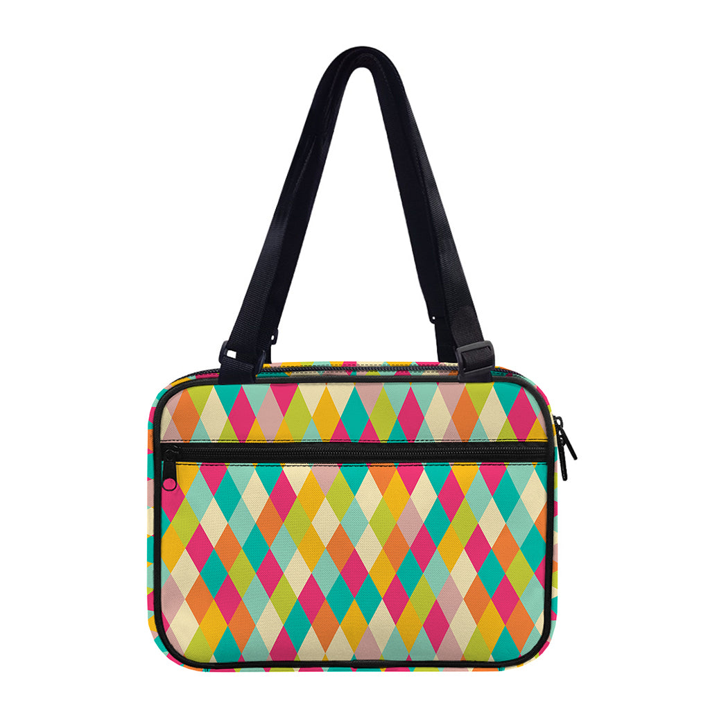 Retro Harlequin Pattern Print Double Strap Bible Bag