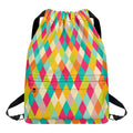 Retro Harlequin Pattern Print Drawstring Backpack