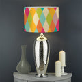 Retro Harlequin Pattern Print Drum Lamp Shade