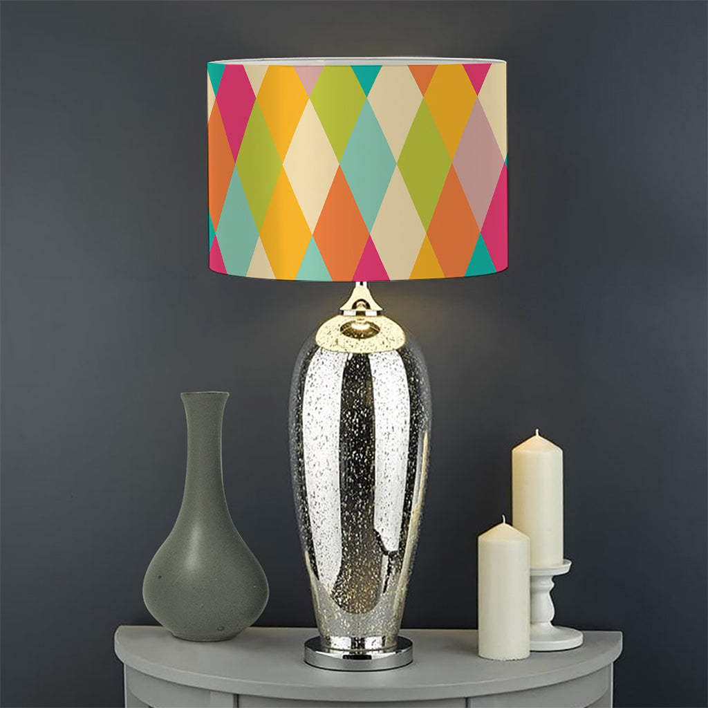Retro Harlequin Pattern Print Drum Lamp Shade