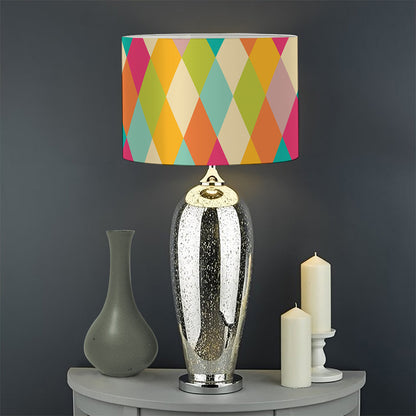 Retro Harlequin Pattern Print Drum Lamp Shade