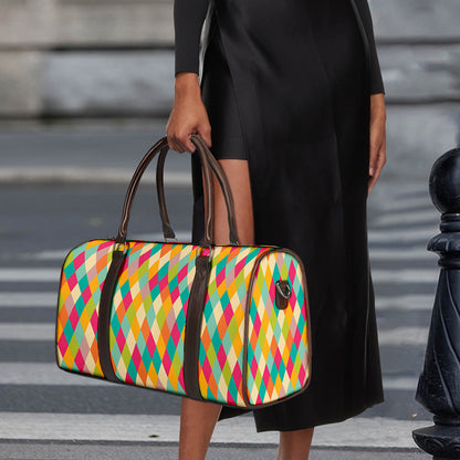 Retro Harlequin Pattern Print Duffle Bag