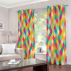 Retro Harlequin Pattern Print Extra Wide Grommet Curtains