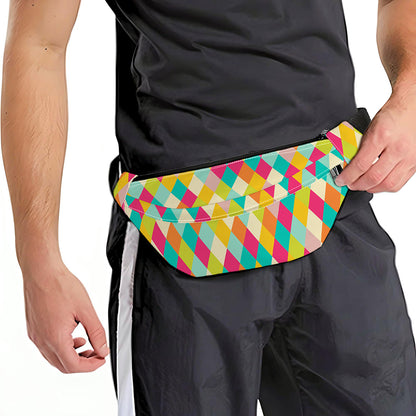 Retro Harlequin Pattern Print Fanny Pack
