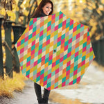 Retro Harlequin Pattern Print Foldable Umbrella