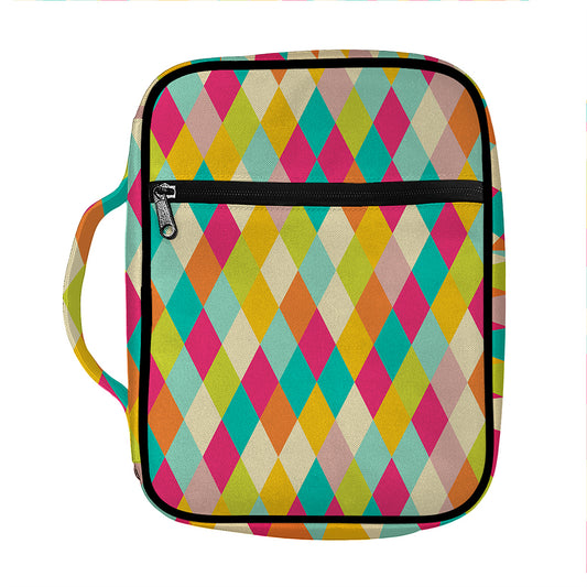 Retro Harlequin Pattern Print Front Pocket Bible Bag