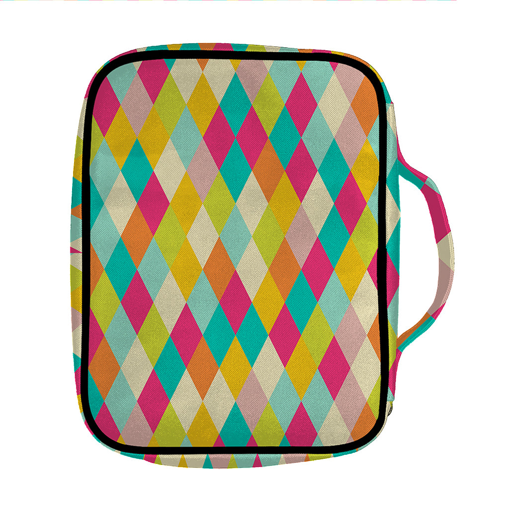 Retro Harlequin Pattern Print Front Pocket Bible Bag