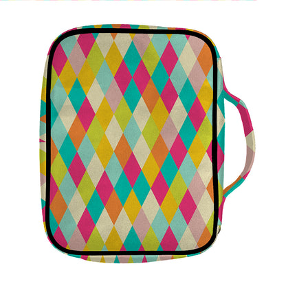 Retro Harlequin Pattern Print Front Pocket Bible Bag