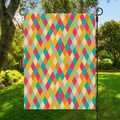 Retro Harlequin Pattern Print Garden Flag