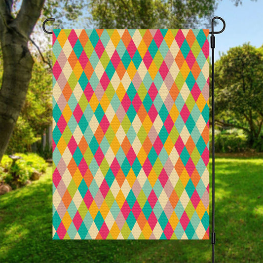 Retro Harlequin Pattern Print Garden Flag