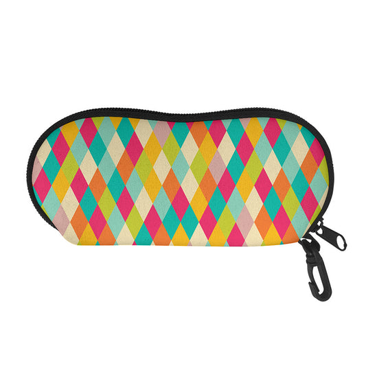Retro Harlequin Pattern Print Glasses Case