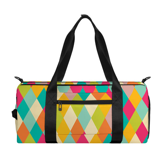 Retro Harlequin Pattern Print Gym Bag