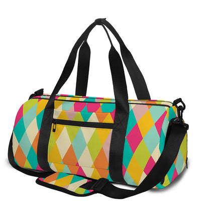 Retro Harlequin Pattern Print Gym Bag