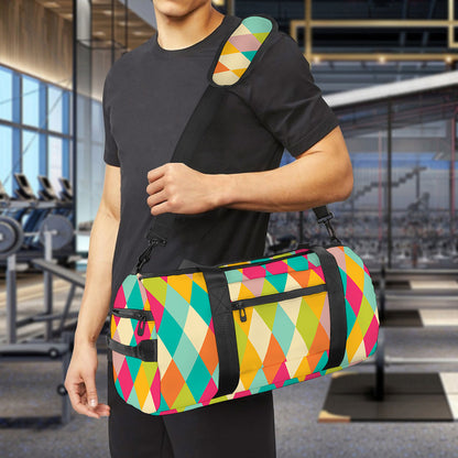Retro Harlequin Pattern Print Gym Bag