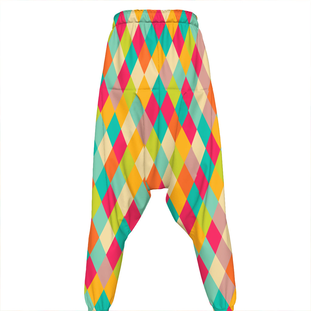 Retro Harlequin Pattern Print Hammer Pants