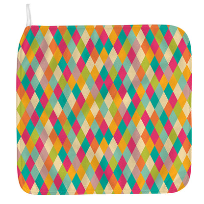 Retro Harlequin Pattern Print Hand Towel