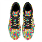 Retro Harlequin Pattern Print High Top Leather Sneakers
