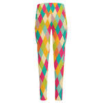 Retro Harlequin Pattern Print High-Waisted Pocket Leggings