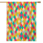 Retro Harlequin Pattern Print House Flag