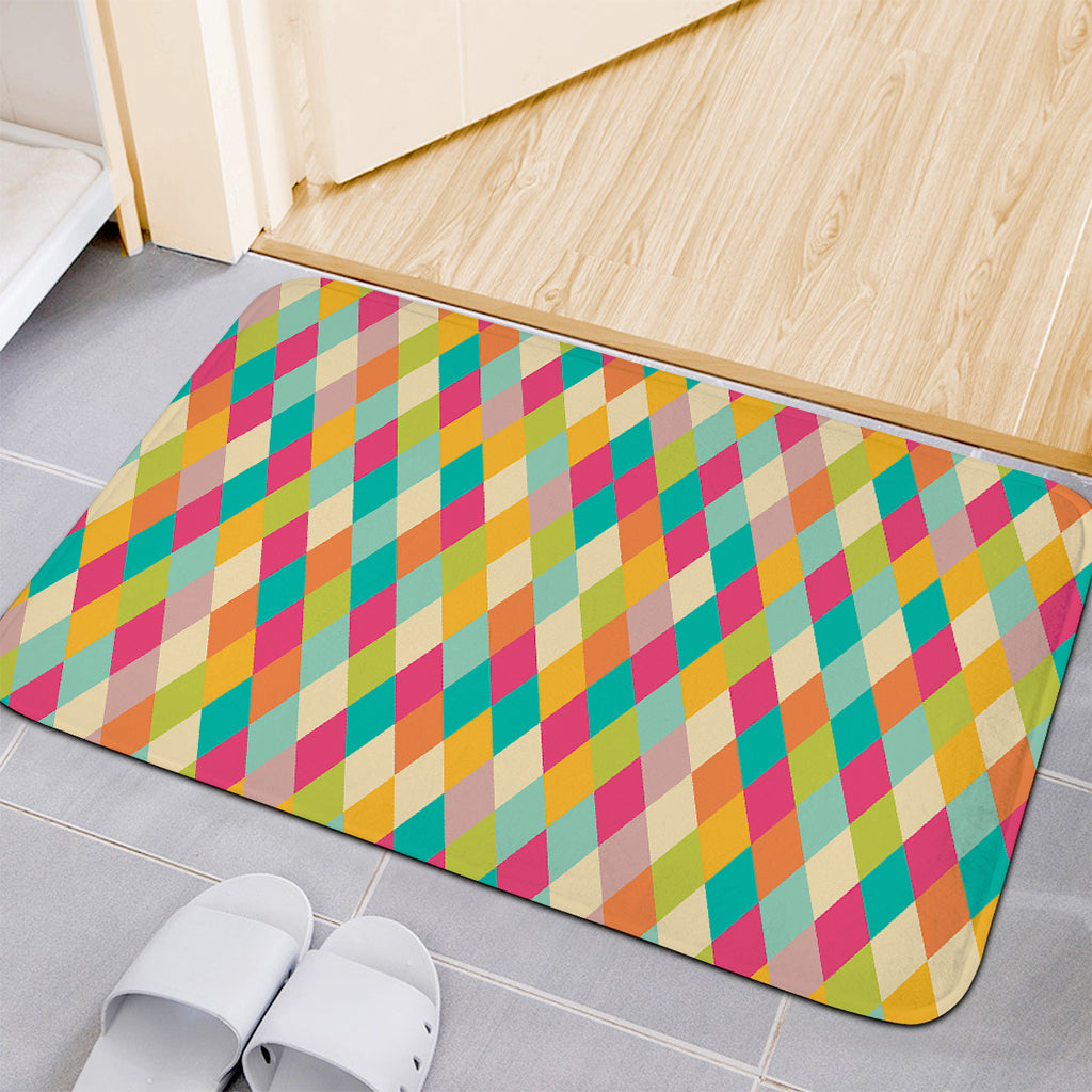 Retro Harlequin Pattern Print Indoor Door Mat