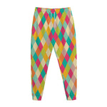 Retro Harlequin Pattern Print Jogger Pants