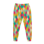 Retro Harlequin Pattern Print Jogger Pants