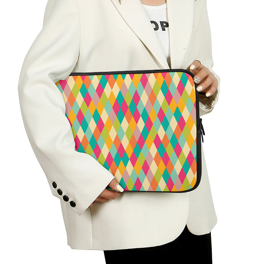 Retro Harlequin Pattern Print Laptop Sleeve