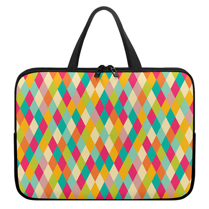 Retro Harlequin Pattern Print Laptop Sleeve With Handle