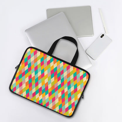 Retro Harlequin Pattern Print Laptop Sleeve With Handle