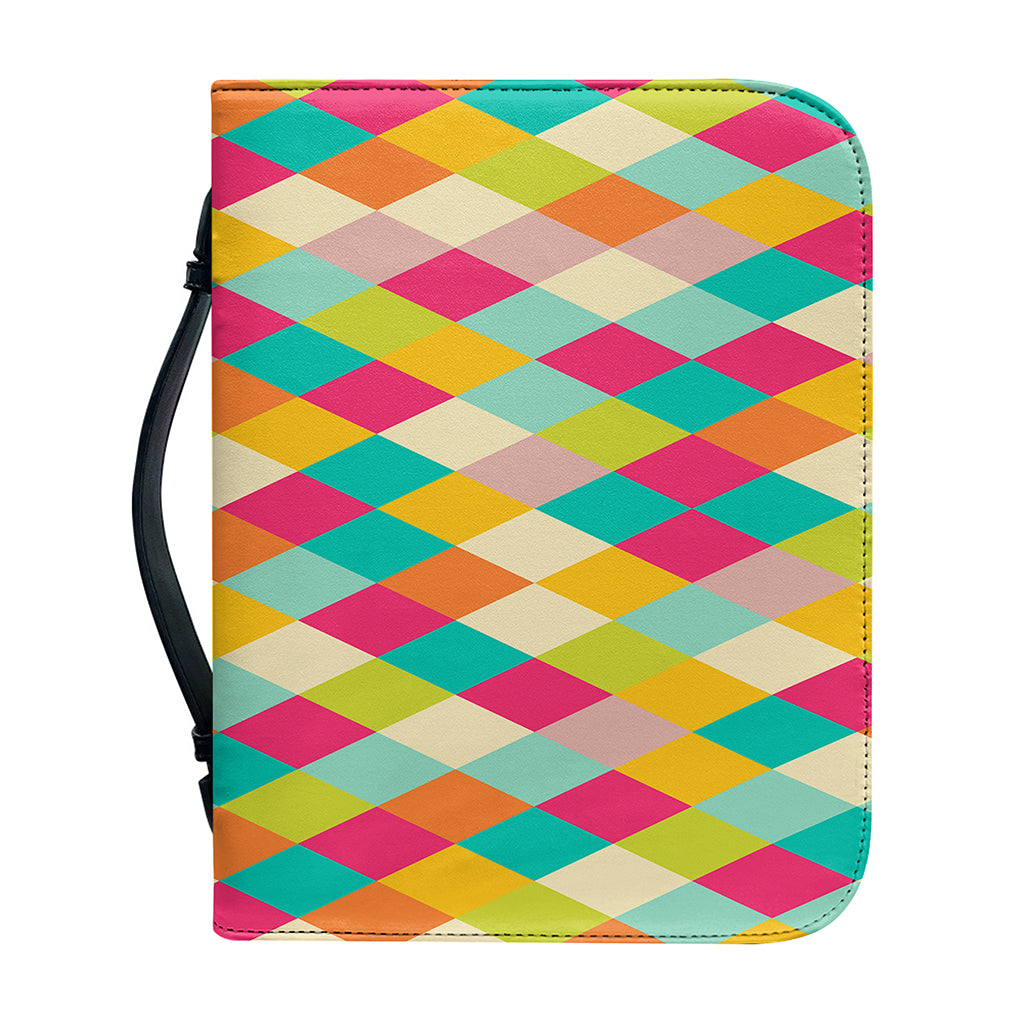 Retro Harlequin Pattern Print Leather Bible Cover