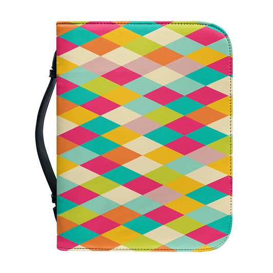 Retro Harlequin Pattern Print Leather Bible Cover