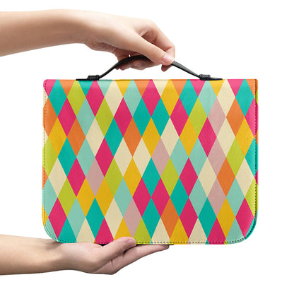 Retro Harlequin Pattern Print Leather Bible Cover