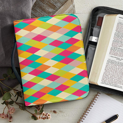 Retro Harlequin Pattern Print Leather Bible Cover