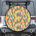 Retro Harlequin Pattern Print Leather Spare Tire Cover