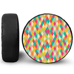 Retro Harlequin Pattern Print Leather Spare Tire Cover