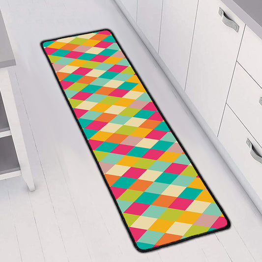 Retro Harlequin Pattern Print Long Kitchen Mat