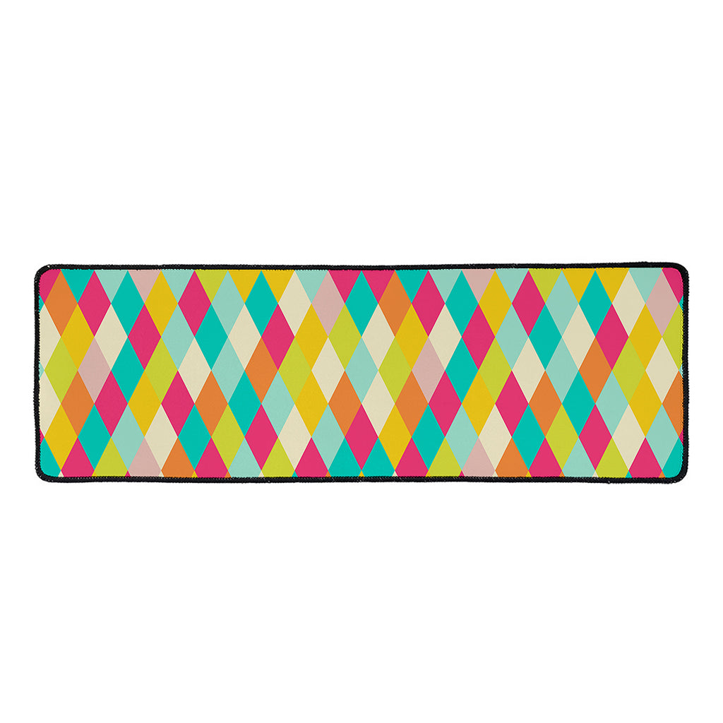 Retro Harlequin Pattern Print Long Kitchen Mat