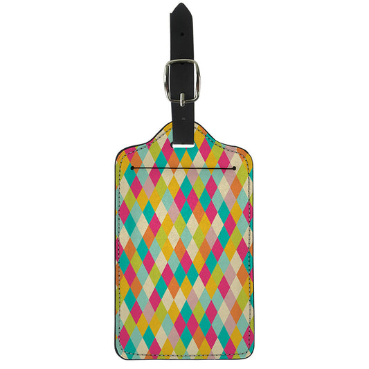 Retro Harlequin Pattern Print Luggage Tag
