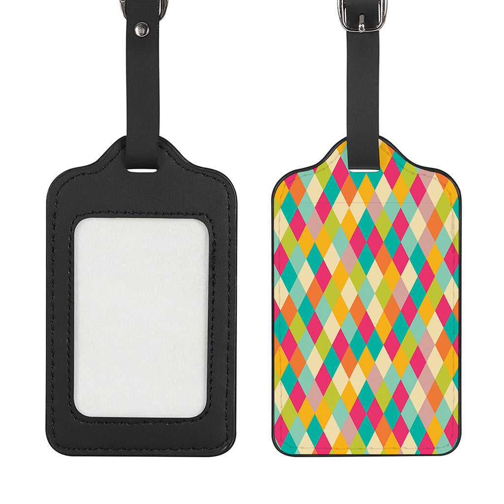 Retro Harlequin Pattern Print Luggage Tag