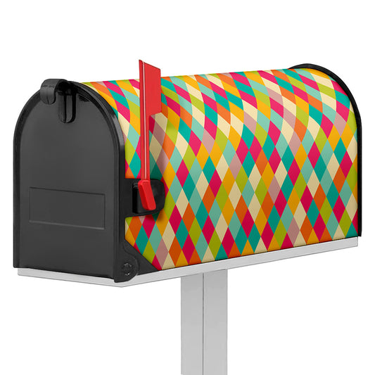 Retro Harlequin Pattern Print Mailbox Cover