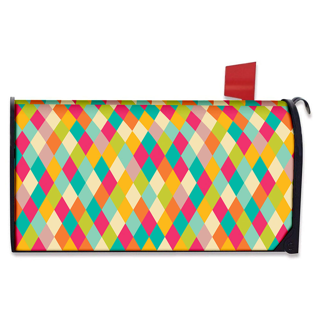 Retro Harlequin Pattern Print Mailbox Cover