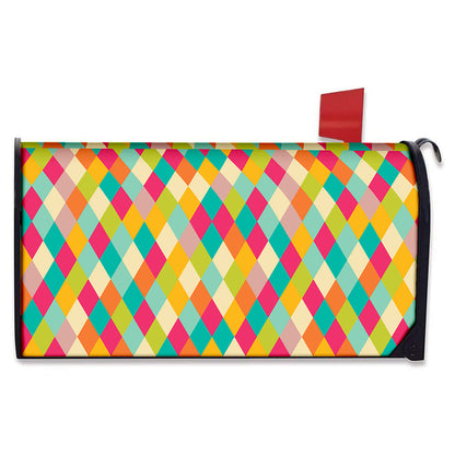 Retro Harlequin Pattern Print Mailbox Cover