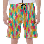 Retro Harlequin Pattern Print Men's Beach Shorts